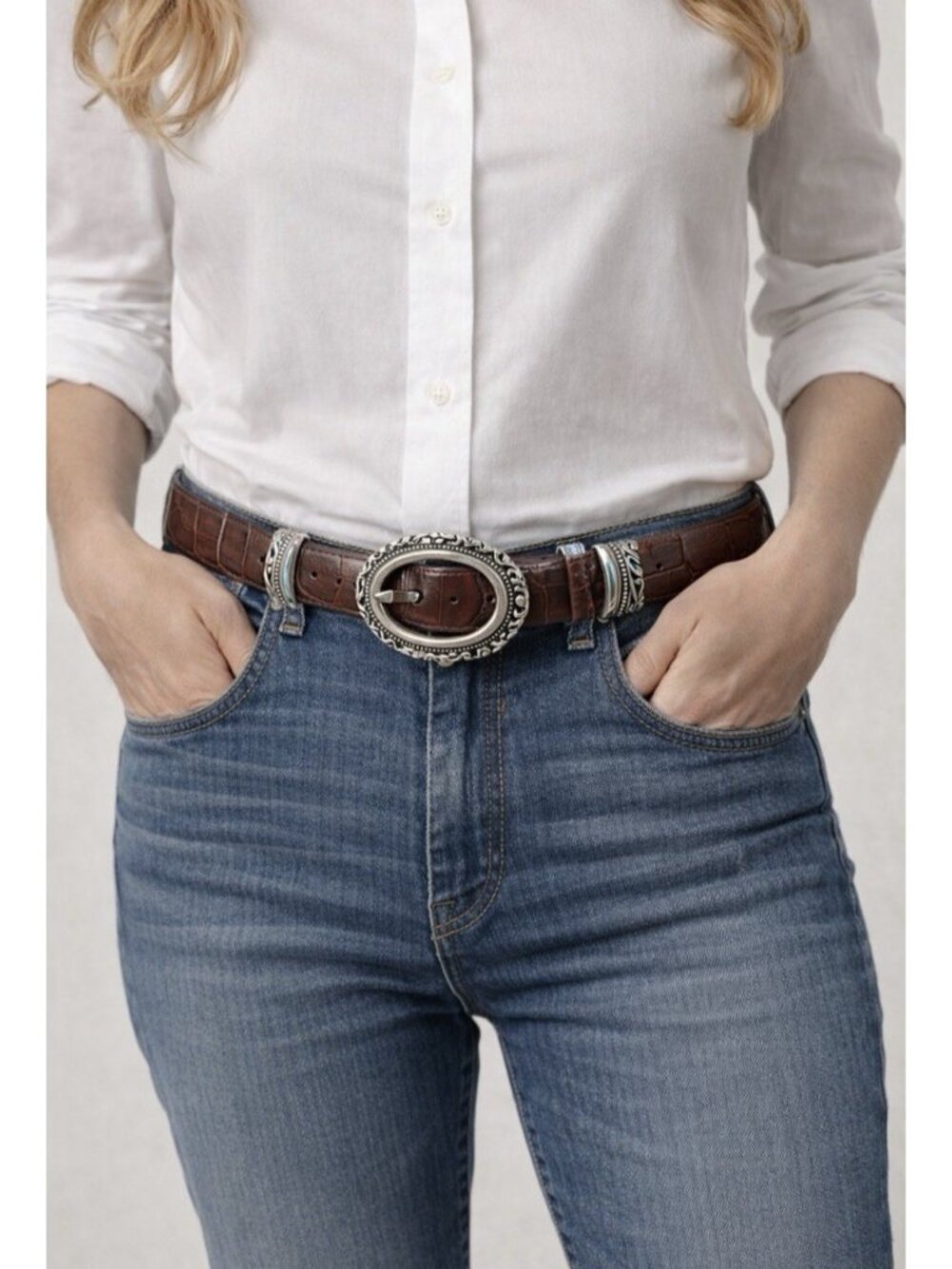 LAKE SHORE DRIVE ACCESSORIES WOMEN'S BELT REVERSIBLE BLACK/BROWN XL EMBOSSED NEW - Picture 2 of 12